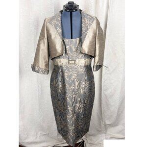 Mireia by Mireia Bisbe mother of the bride jacquard satin dress bolero set US12